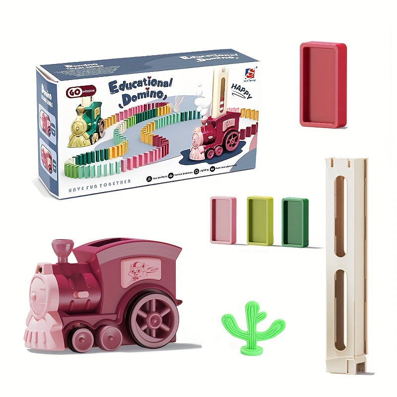 🚂 Interactive Domino Train Track layer Toy Set for Youngsters - Automatic Play, Sound & Light Effects,