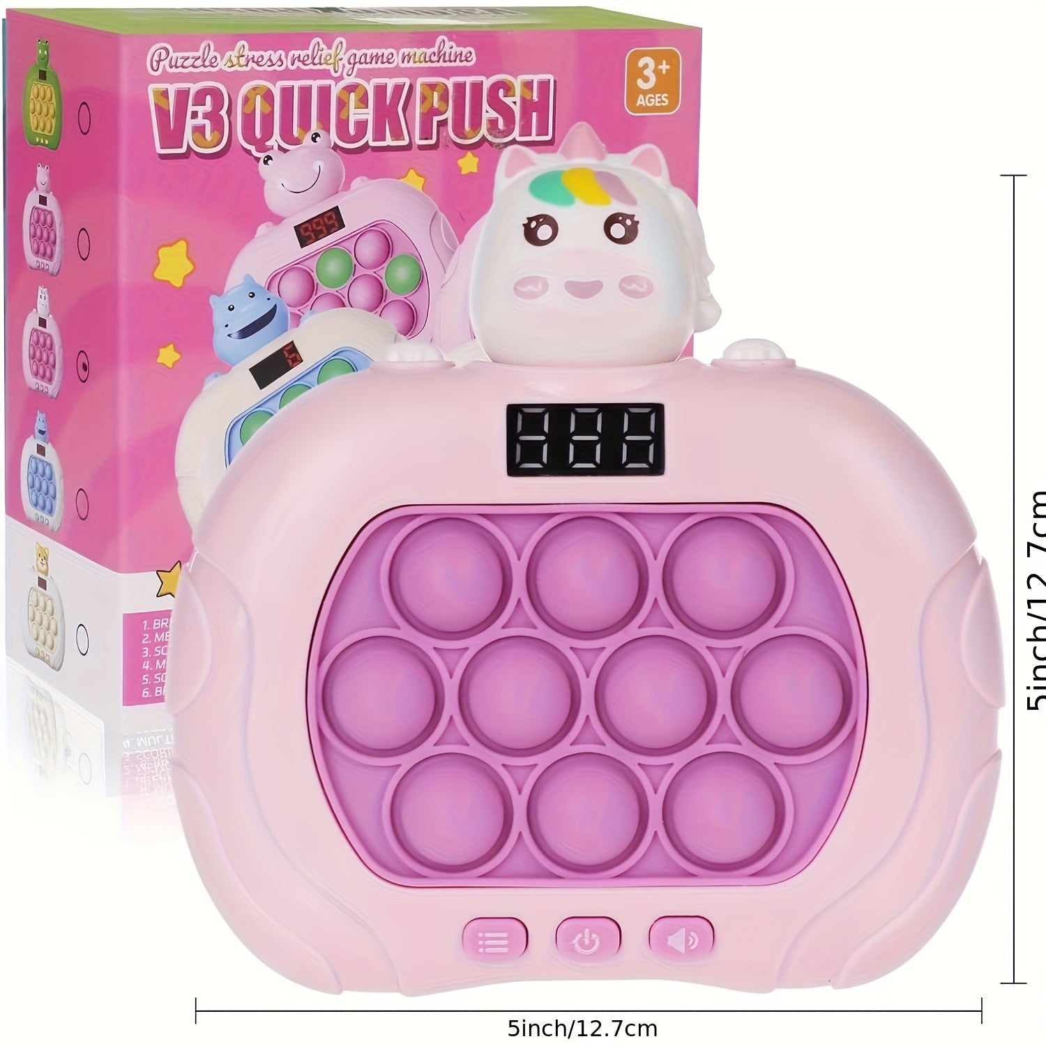 Quick Push Bubble Pop Game with Screen - Fidget Toy for Family Fun & Gifts,