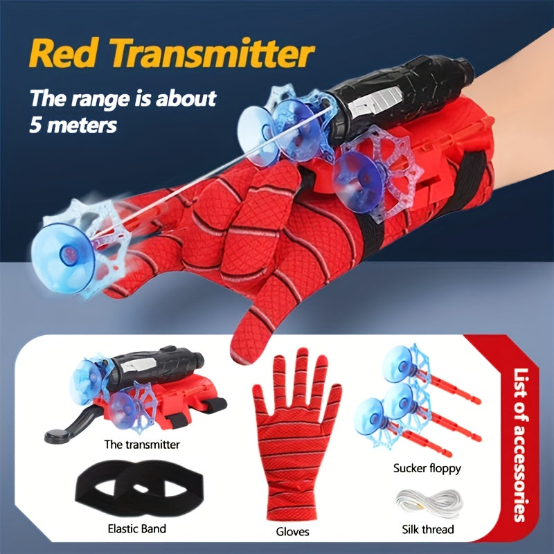 1 Spider Launcher Set, 3 Bullets, 2 Wristbands + Gloves + Thread.