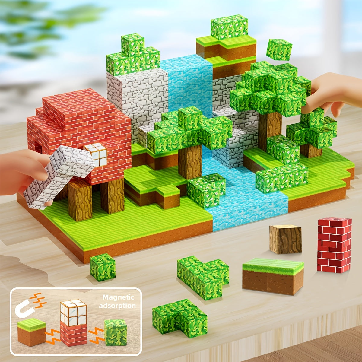 MINECRAFT INSPIRED Magnetic Blocks 128/148/164pcs Construction Toy for ALL Kids