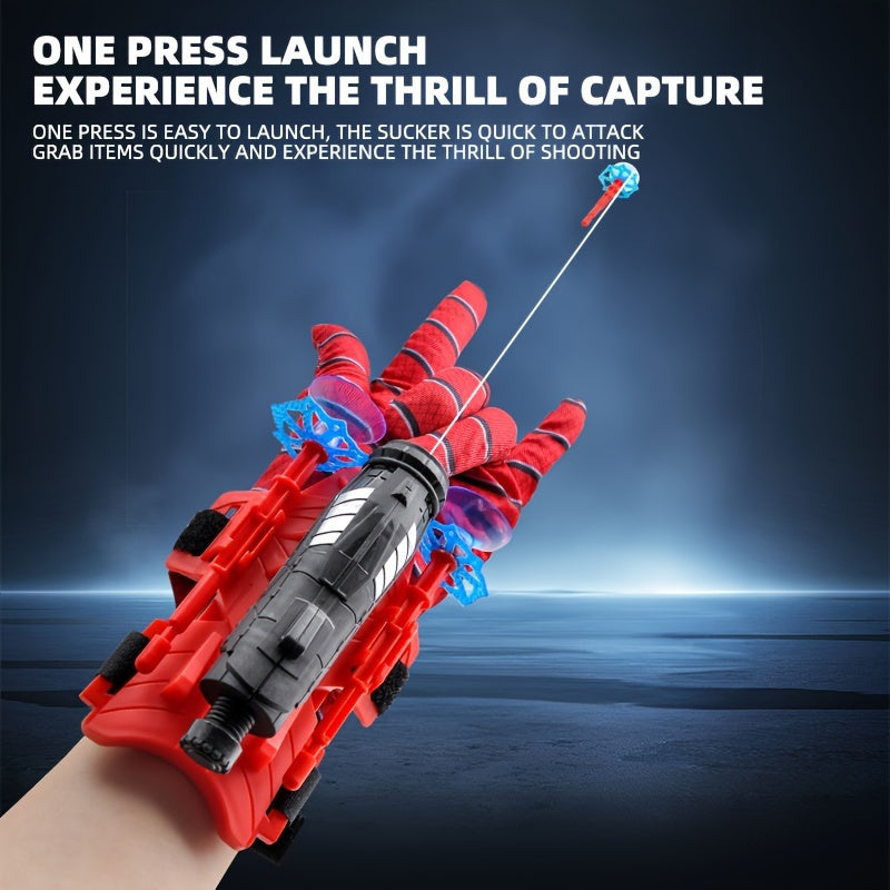 1 Spider Launcher Set, 3 Bullets, 2 Wristbands + Gloves + Thread.
