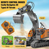 Remote Control Excavator Toy, Construction Rc Digger for Kids  Rechargeable Excavator with Metal Shovel, Lights, Sounds,