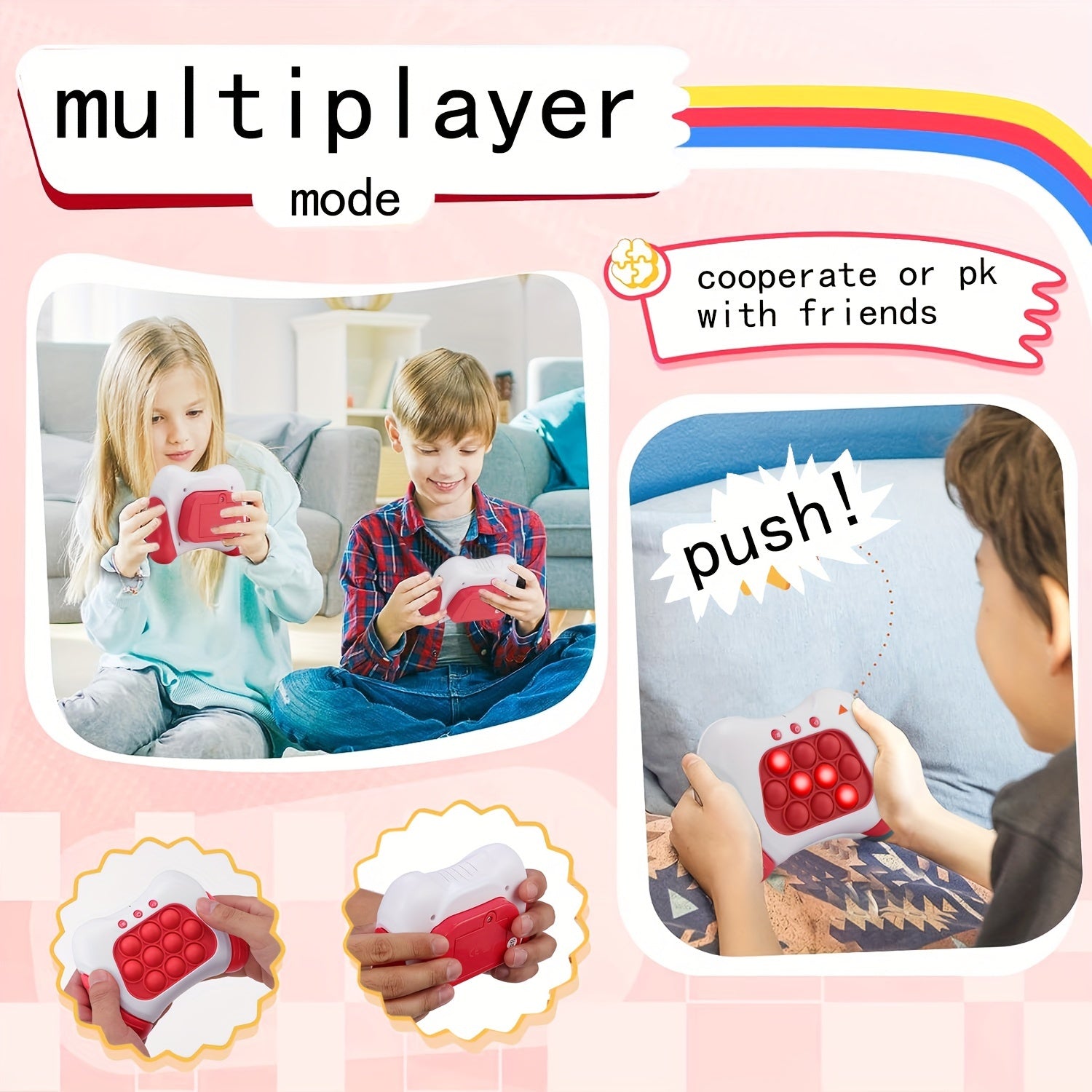 Quick Push Light-Up Bubble Game - Handheld Fidget Relax & Coordination with 4 Modes, Educational Sensory Play for Kids