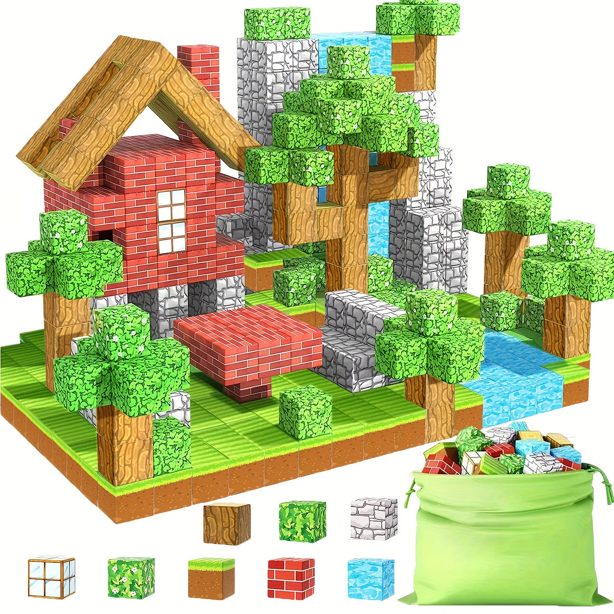 MINECRAFT INSPIRED Magnetic Blocks 128/148/164pcs Construction Toy for ALL Kids