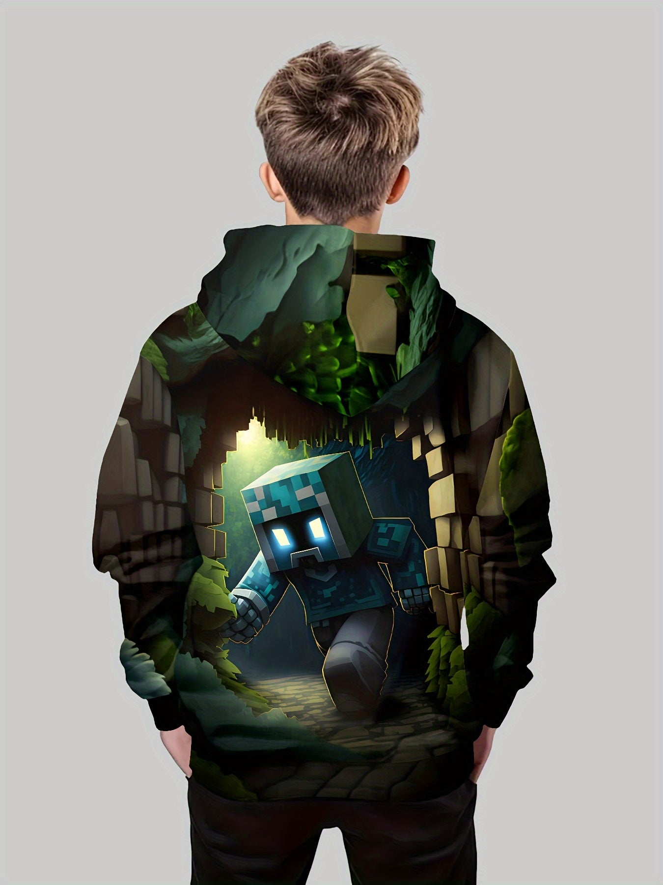 3D Printed Minecraft Hoodie - Long Sleeve Pullover Hoodie 🎮✨