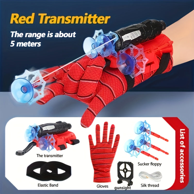 1 Spider Launcher Set, 3 Bullets, 2 Wristbands + Gloves + Thread.