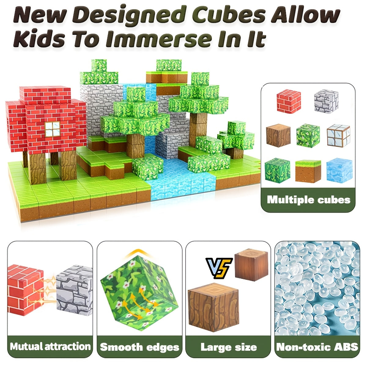 MINECRAFT INSPIRED Magnetic Blocks 128/148/164pcs Construction Toy for ALL Kids