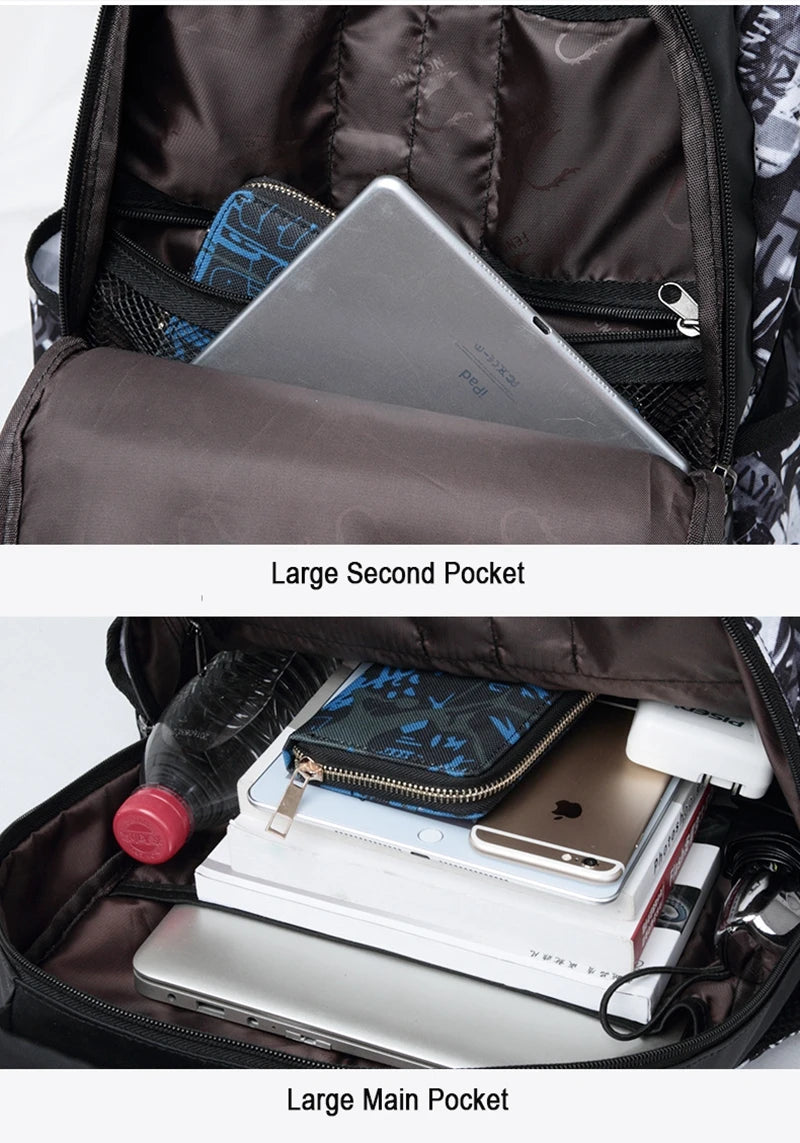 Backpack USB Charge School Bags For Teenager Boys Girls Anti-Theft