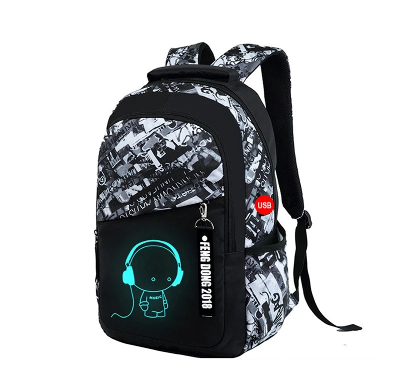 Backpack USB Charge School Bags For Teenager Boys Girls Anti-Theft