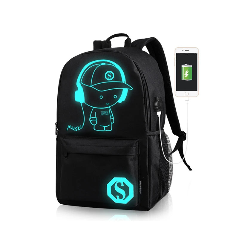 Backpack USB Charge School Bags For Teenager Boys Girls Anti-Theft