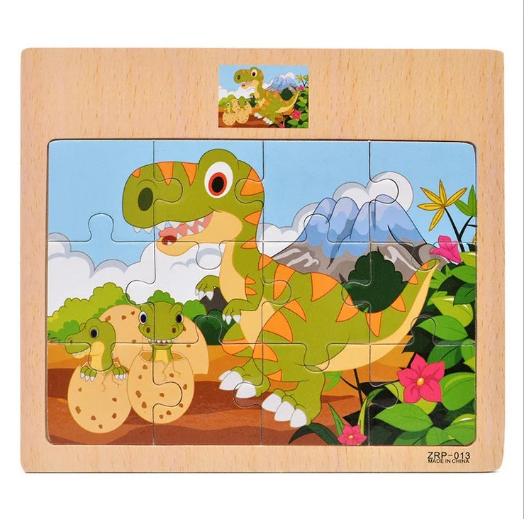 Puzzles Wooden Kids Baby Cartoon Learning Educational Toys