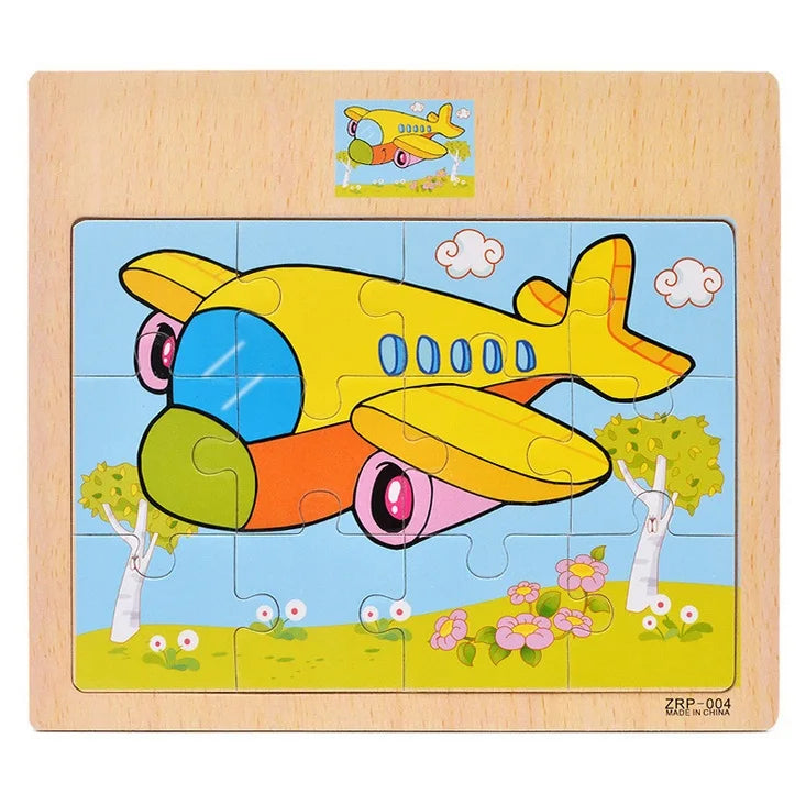 Puzzles Wooden Kids Baby Cartoon Learning Educational Toys