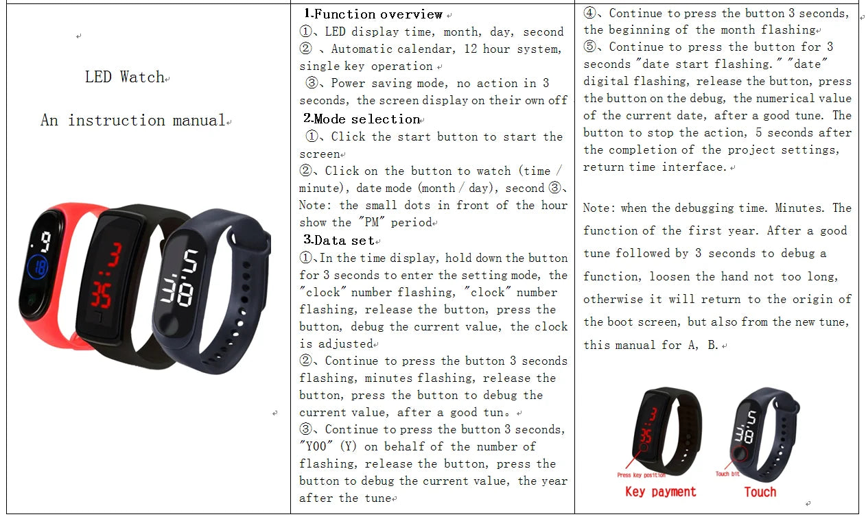 Pokemon Electronic Watch Pikachu Digital Electronic Waterproof LED Bracelet Wristband