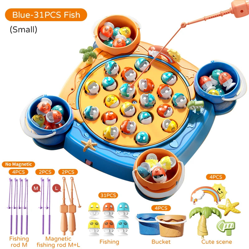 👨‍👩‍👧‍👦 Kids Magnetic Fishing Play for Children Electric Fishing Toy 🎵