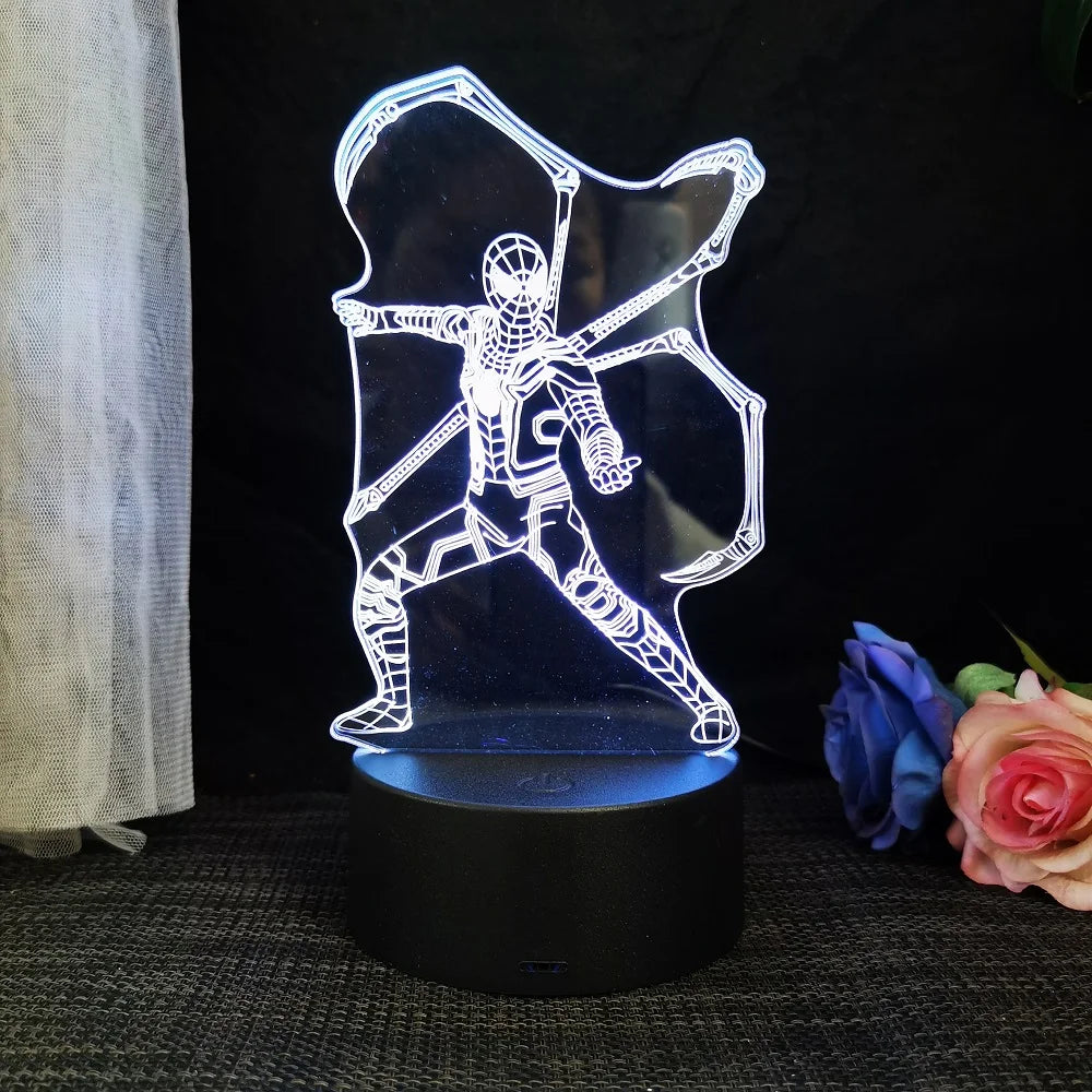 Spiderman 🕸️ 3D Phantom Effect💡 USB-Powered LED Light 🎨 Multiple Color Modes
