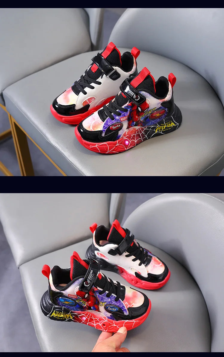 🕷️ Disney Spider-Man LED Sneakers – Light-Up Fun for Little Superheroes! ⚡