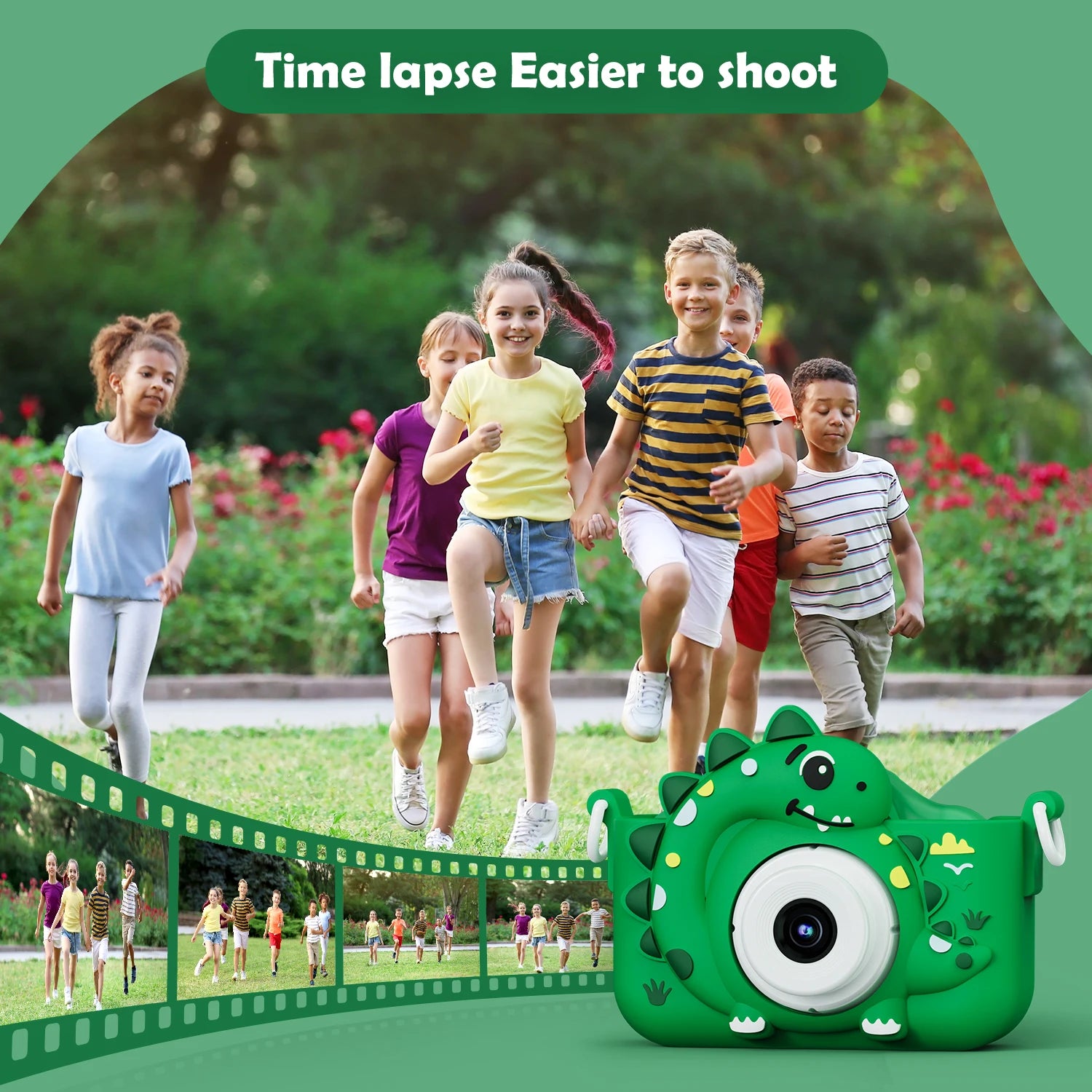 📸 Kids Digital Camera with 32GB Card – 1080p HD Cartoon Dinosaur Camera 🎀
