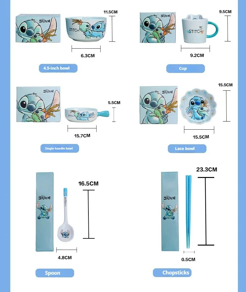 Stitch Dinnerware Set Salad Bowl & Dinner Plates