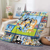 🛏️ Bluey Cartoon Flannel Blanket – Cozy Up with Bluey & Family! 🐶💙