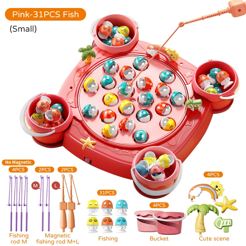 👨‍👩‍👧‍👦 Kids Magnetic Fishing Play for Children Electric Fishing Toy 🎵