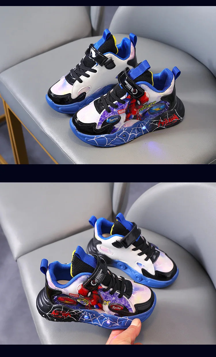 🕷️ Disney Spider-Man LED Sneakers – Light-Up Fun for Little Superheroes! ⚡