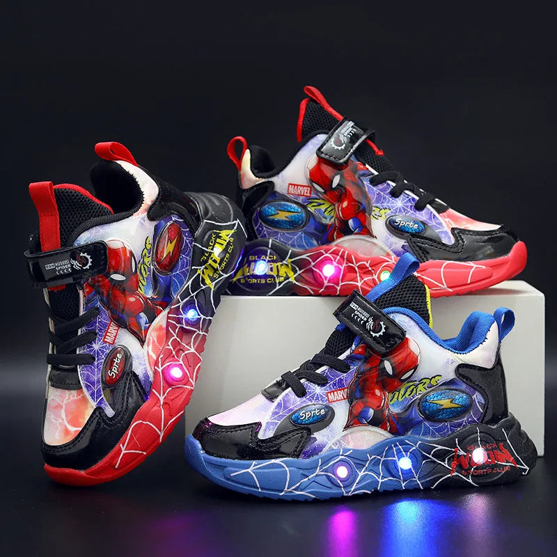 🕷️ Disney Spider-Man LED Sneakers – Light-Up Fun for Little Superheroes! ⚡