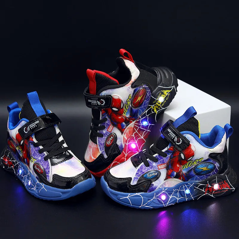 🕷️ Disney Spider-Man LED Sneakers – Light-Up Fun for Little Superheroes! ⚡