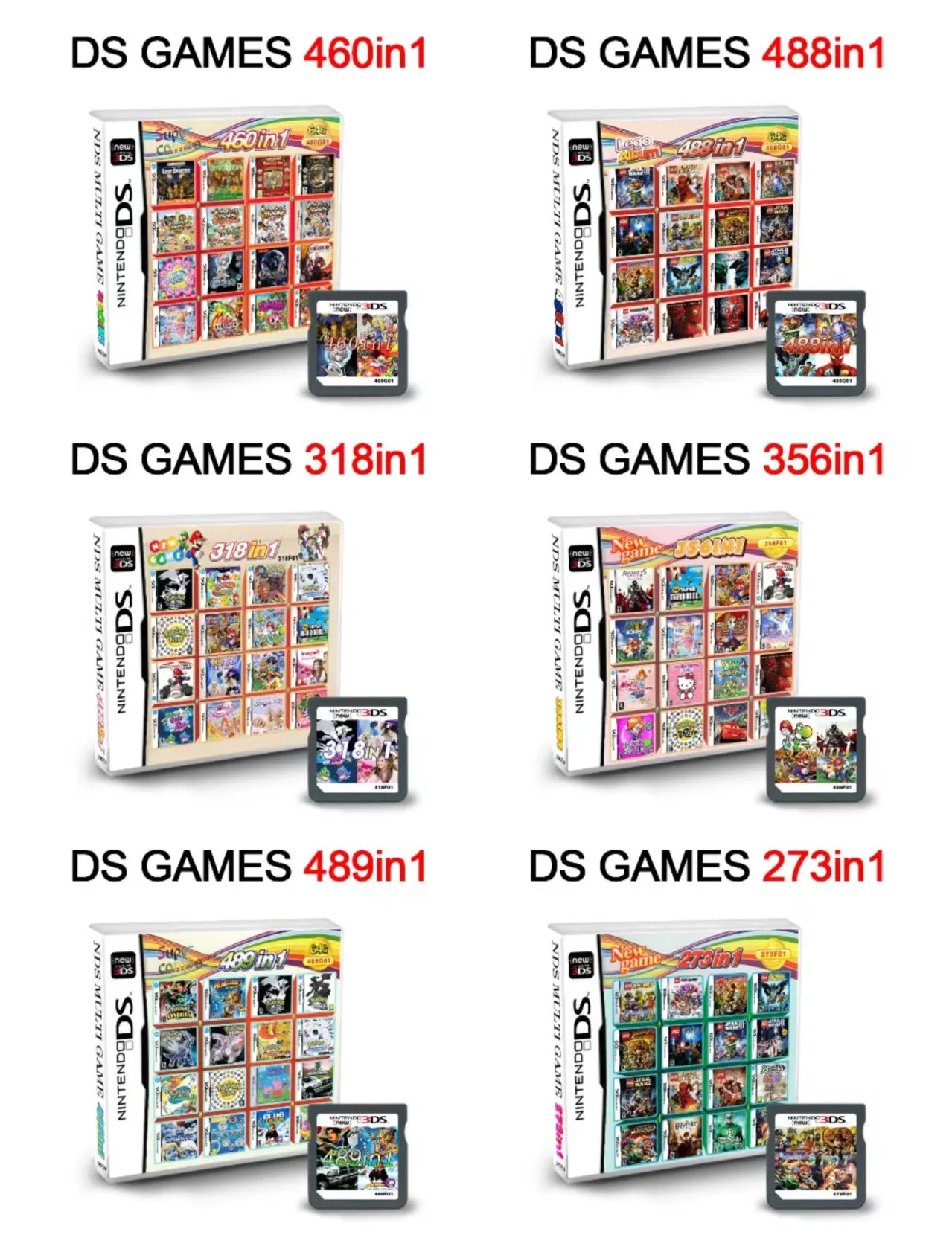4300in1 NDS Game Cassette Mario DS Handheld Game Console V2 New Edition Classic Games Collection NDS Game Combo Cards Toy Gift