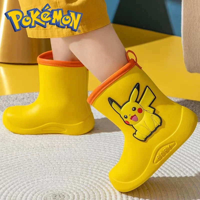 Pikachu Kids Rain Boots Anime EVA Waterproof Non-Slip Water Shoes Rainy Day Light Shoes cartoon Boys Girls rain shoes