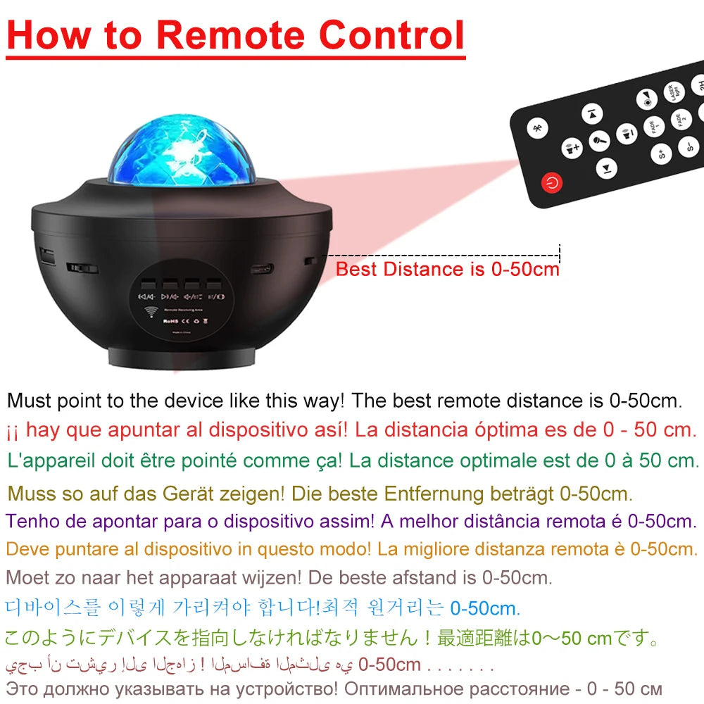 🌌 LED Starry Galaxy Projector Night Light – Bluetooth Music Player 🎶✨