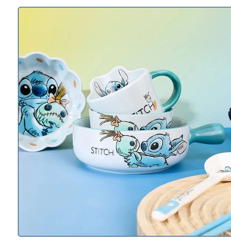 Stitch Dinnerware Set Salad Bowl & Dinner Plates