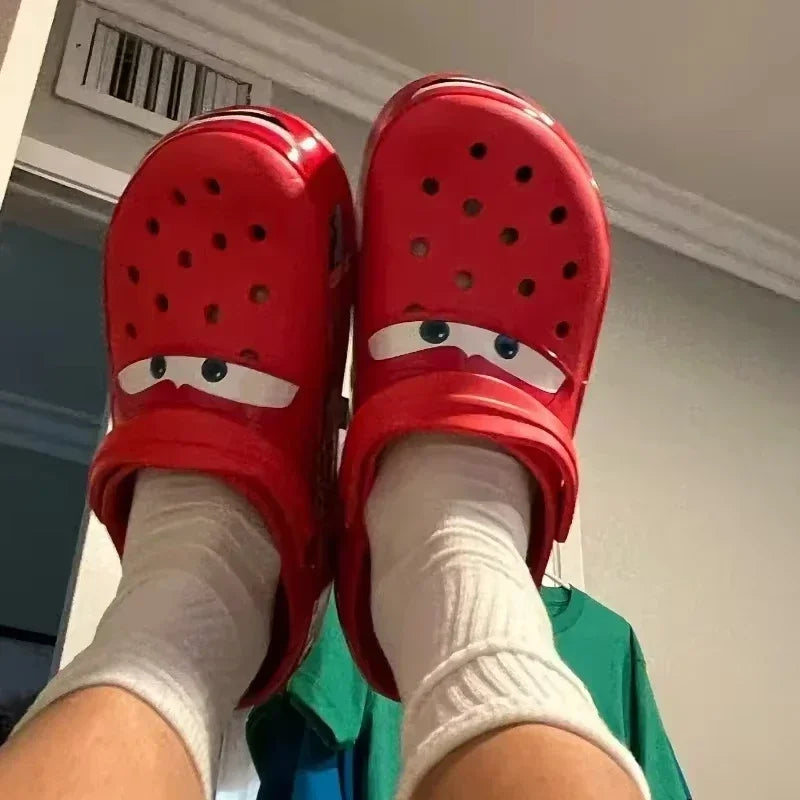 Disney Lightning Mcqueen Pixar  Outdoor Beach Slippers Cute Cartoon Anime Pool Anti Slip No95 Car Slippers Shoes Toys