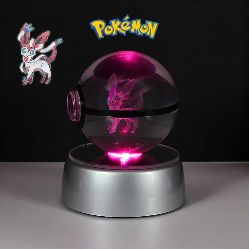 ✨ Pokémon 3D Crystal Ball Figure with LED Light Base 🐾🔮