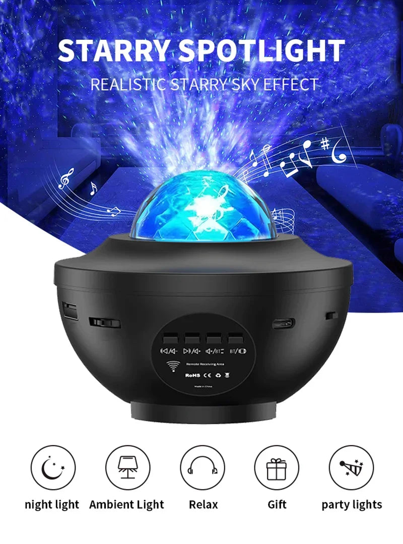 🌌 LED Starry Galaxy Projector Night Light – Bluetooth Music Player 🎶✨