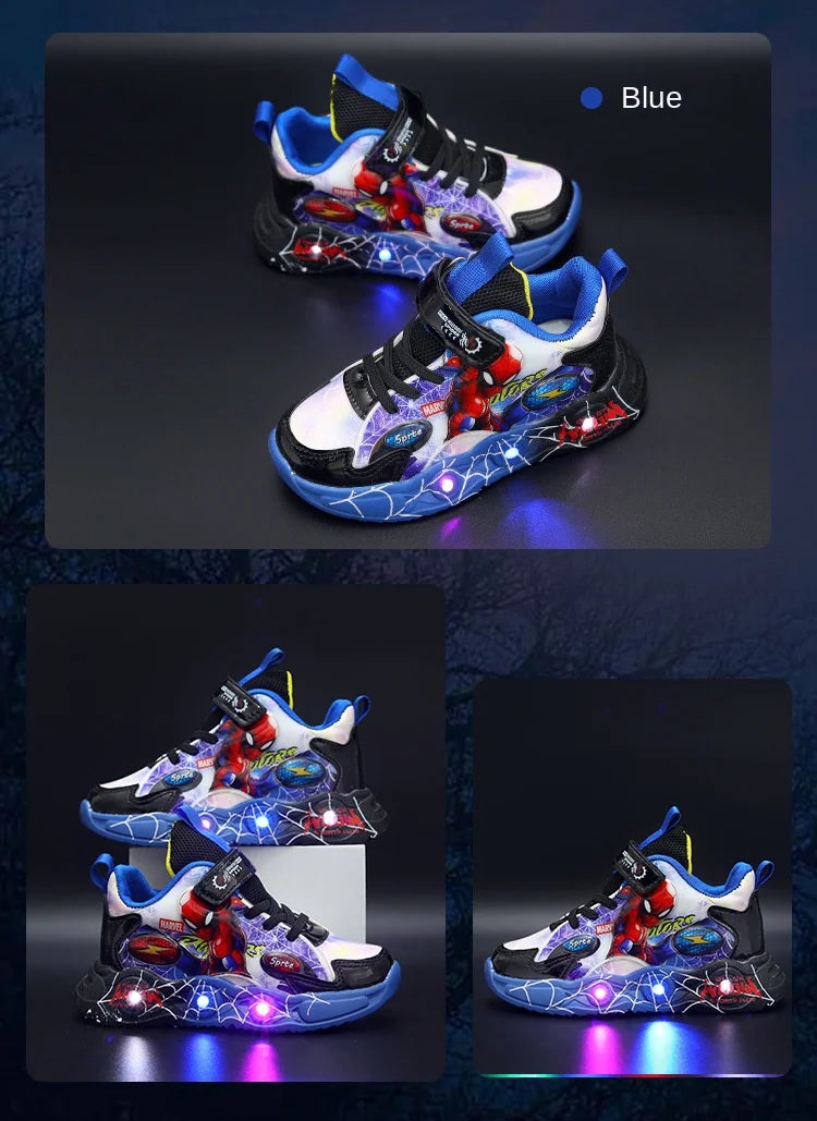 🕷️ Disney Spider-Man LED Sneakers – Light-Up Fun for Little Superheroes! ⚡