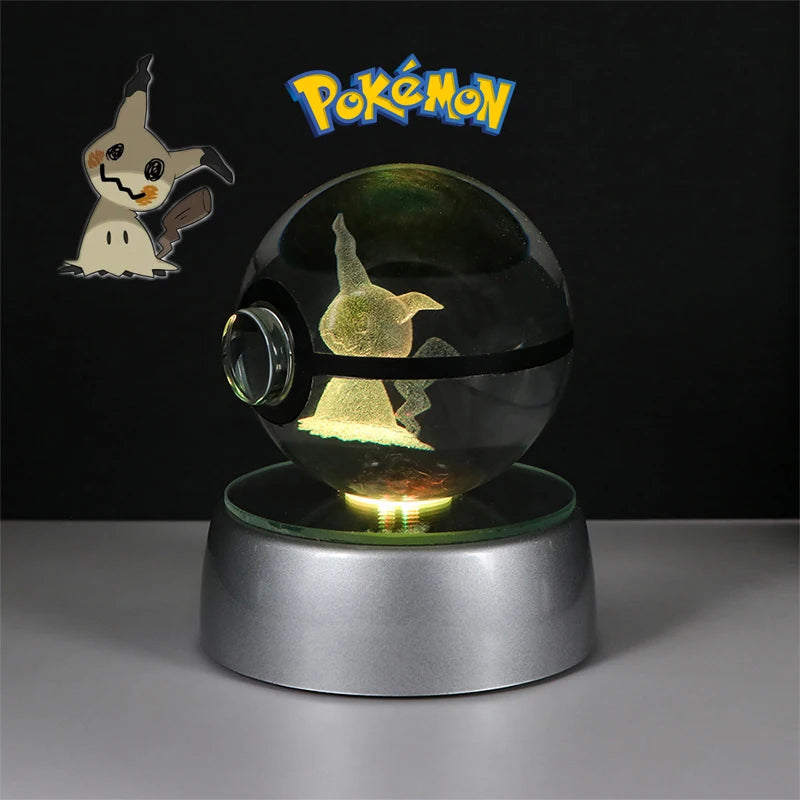 ✨ Pokémon 3D Crystal Ball Figure with LED Light Base 🐾🔮