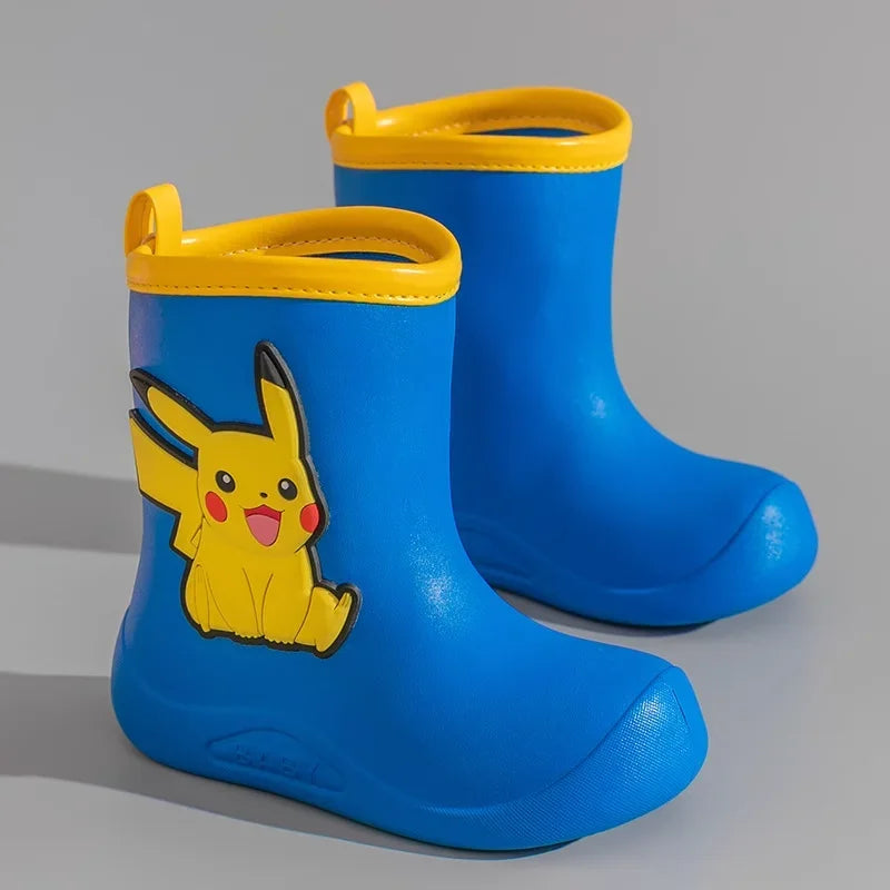 Pikachu Kids Rain Boots Anime EVA Waterproof Non-Slip Water Shoes Rainy Day Light Shoes cartoon Boys Girls rain shoes