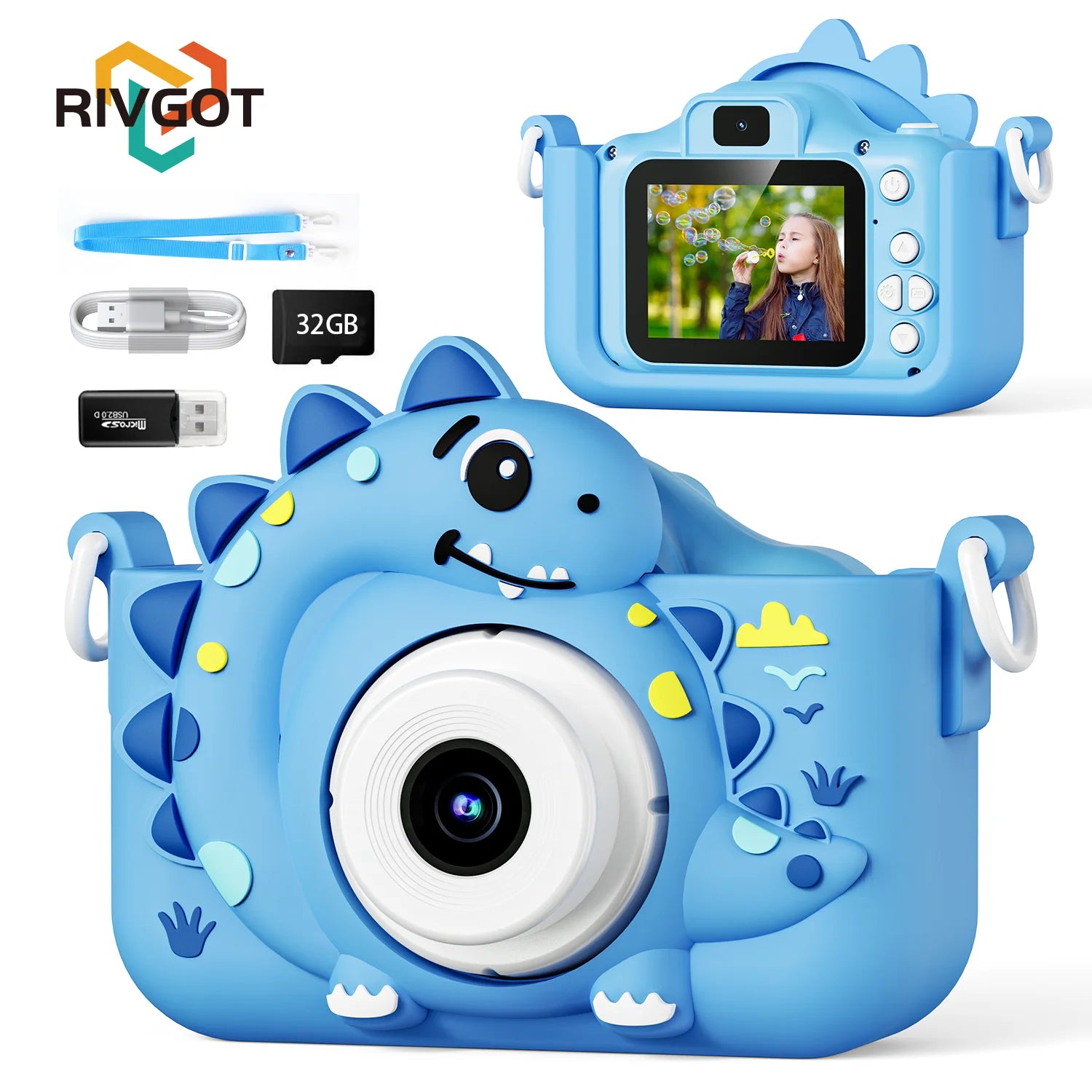 📸 Kids Digital Camera with 32GB Card – 1080p HD Cartoon Dinosaur Camera 🎀