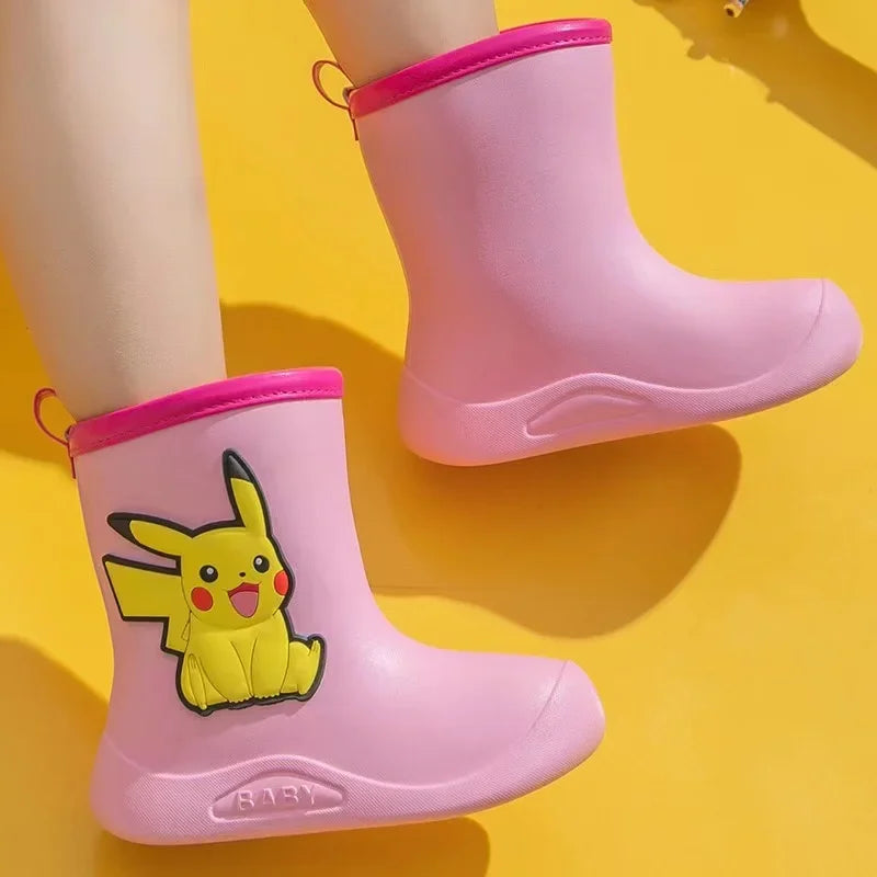 Pikachu Kids Rain Boots Anime EVA Waterproof Non-Slip Water Shoes Rainy Day Light Shoes cartoon Boys Girls rain shoes
