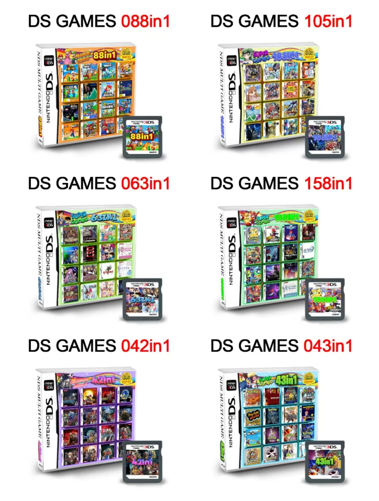 4300in1 NDS Game Cassette Mario DS Handheld Game Console V2 New Edition Classic Games Collection NDS Game Combo Cards Toy Gift