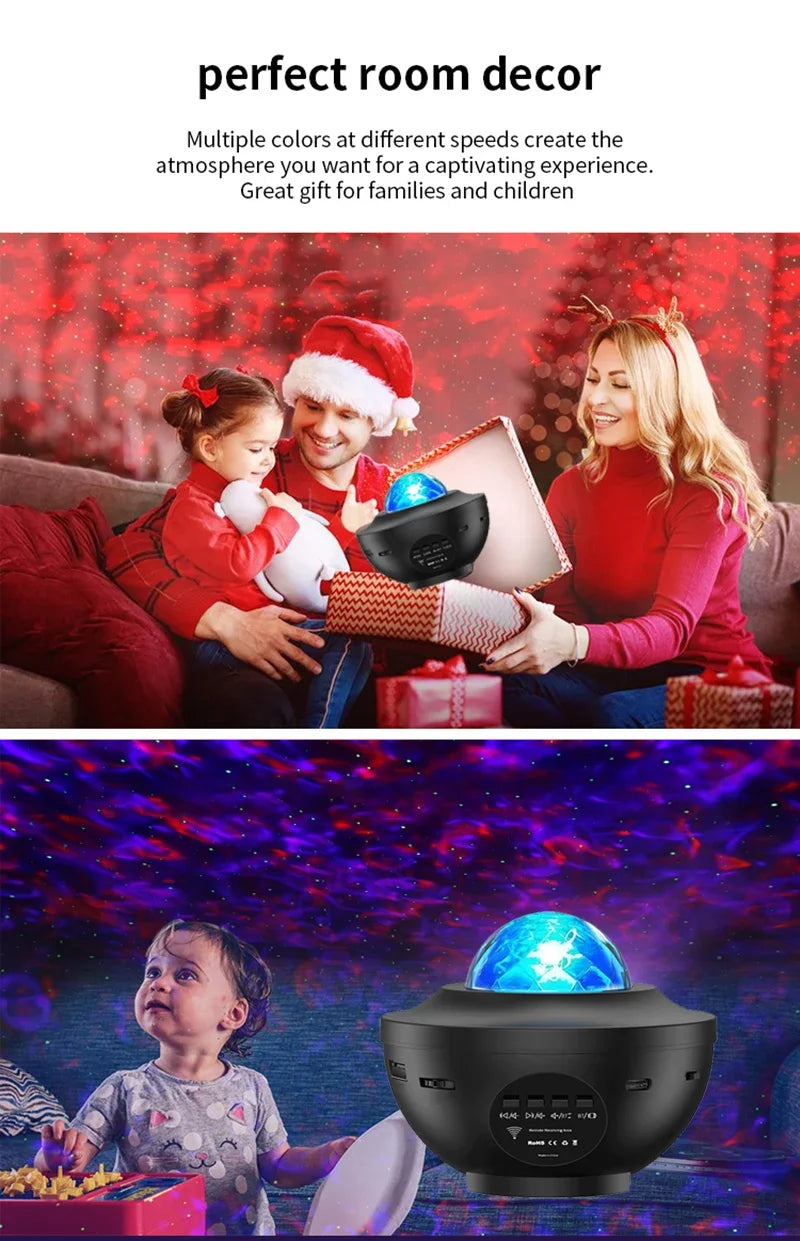 🌌 LED Starry Galaxy Projector Night Light – Bluetooth Music Player 🎶✨