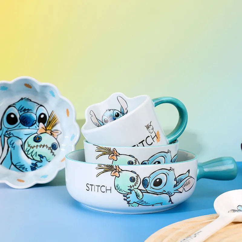Stitch Dinnerware Set Salad Bowl & Dinner Plates