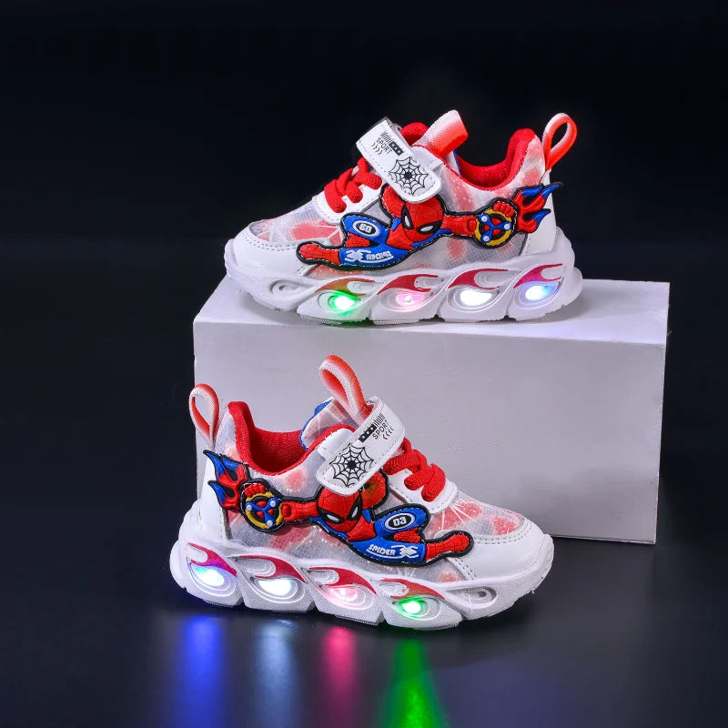🕷️ Spiderman Baby Boys LED Sneakers – Light-Up Fun for Little Feet! 👶