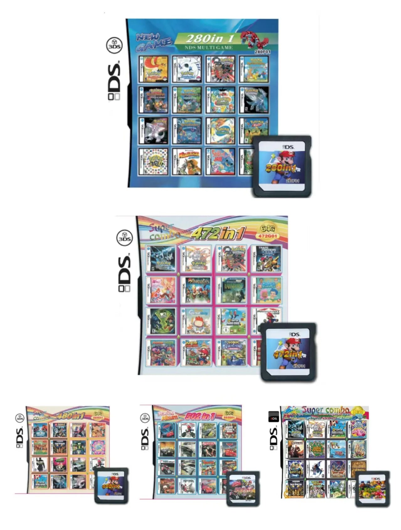 4300in1 NDS Game Cassette Mario DS Handheld Game Console V2 New Edition Classic Games Collection NDS Game Combo Cards Toy Gift