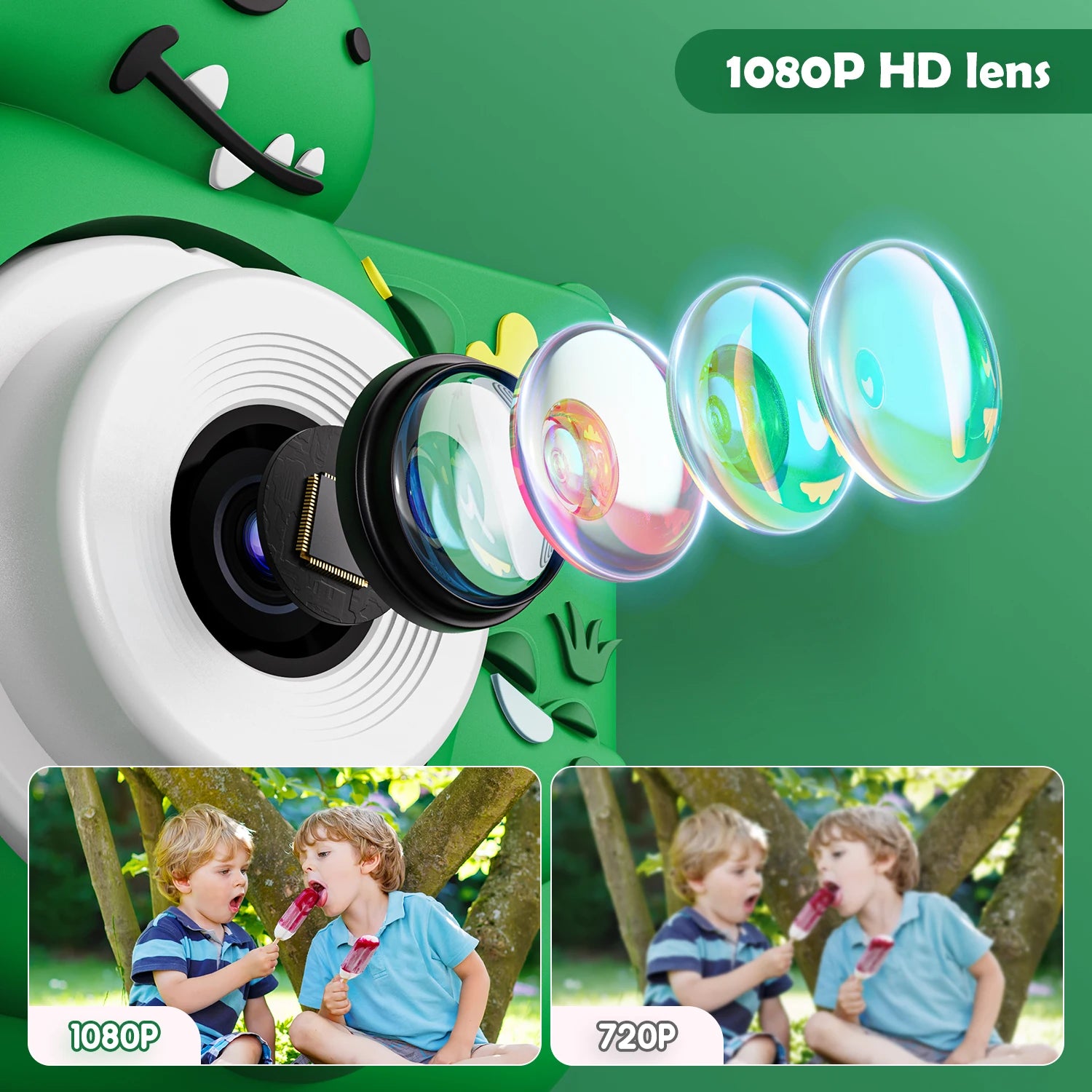 📸 Kids Digital Camera with 32GB Card – 1080p HD Cartoon Dinosaur Camera 🎀