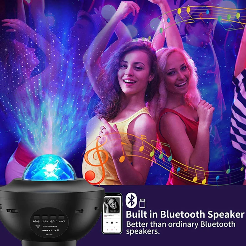 🌌 LED Starry Galaxy Projector Night Light – Bluetooth Music Player 🎶✨