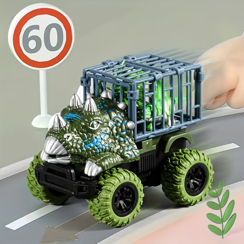 🦖 Pull Back Dinosaur Transport Truck Toy – T-Rex Dino Monster Adventure!