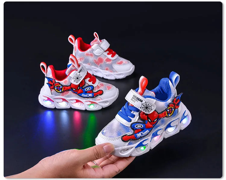 🕷️ Spiderman Baby Boys LED Sneakers – Light-Up Fun for Little Feet! 👶