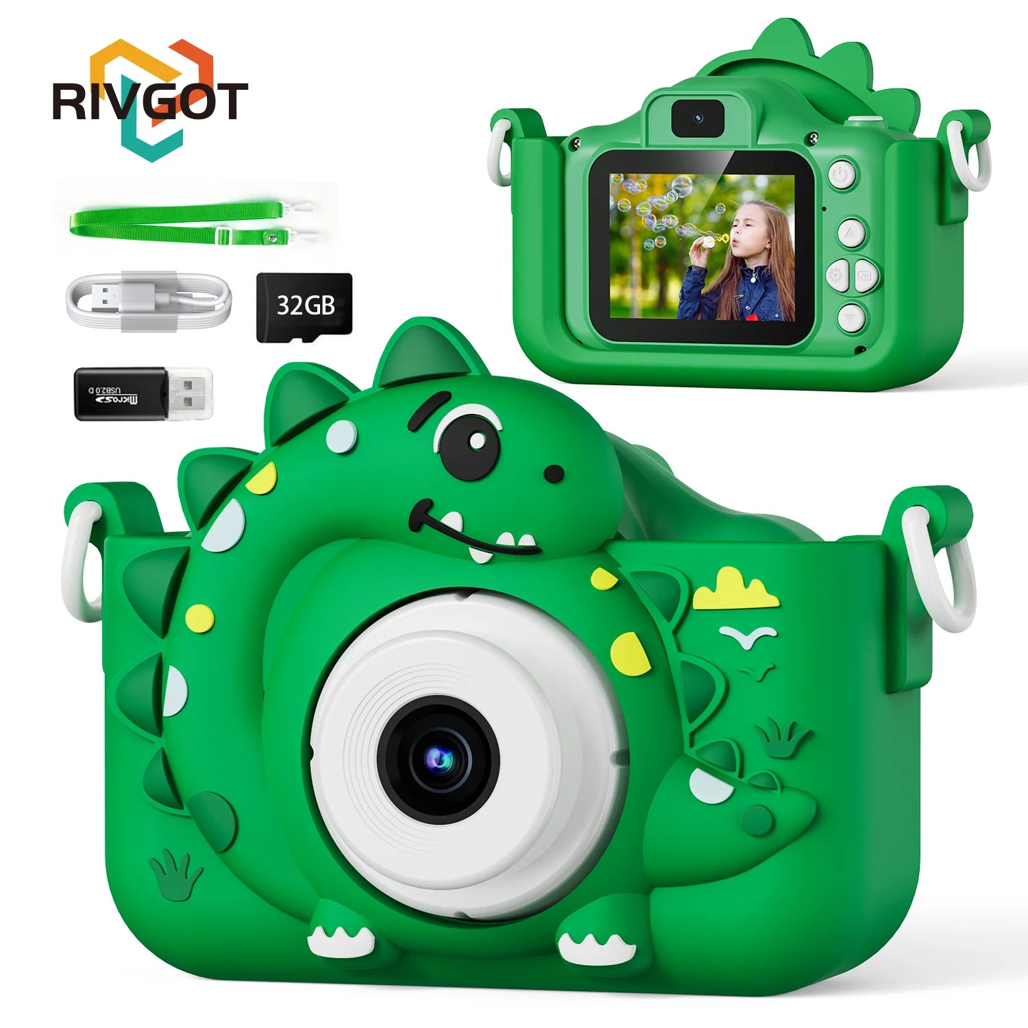 📸 Kids Digital Camera with 32GB Card – 1080p HD Cartoon Dinosaur Camera 🎀