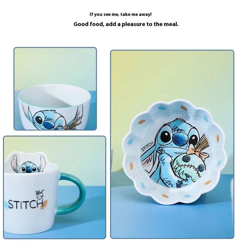 Stitch Dinnerware Set Salad Bowl & Dinner Plates